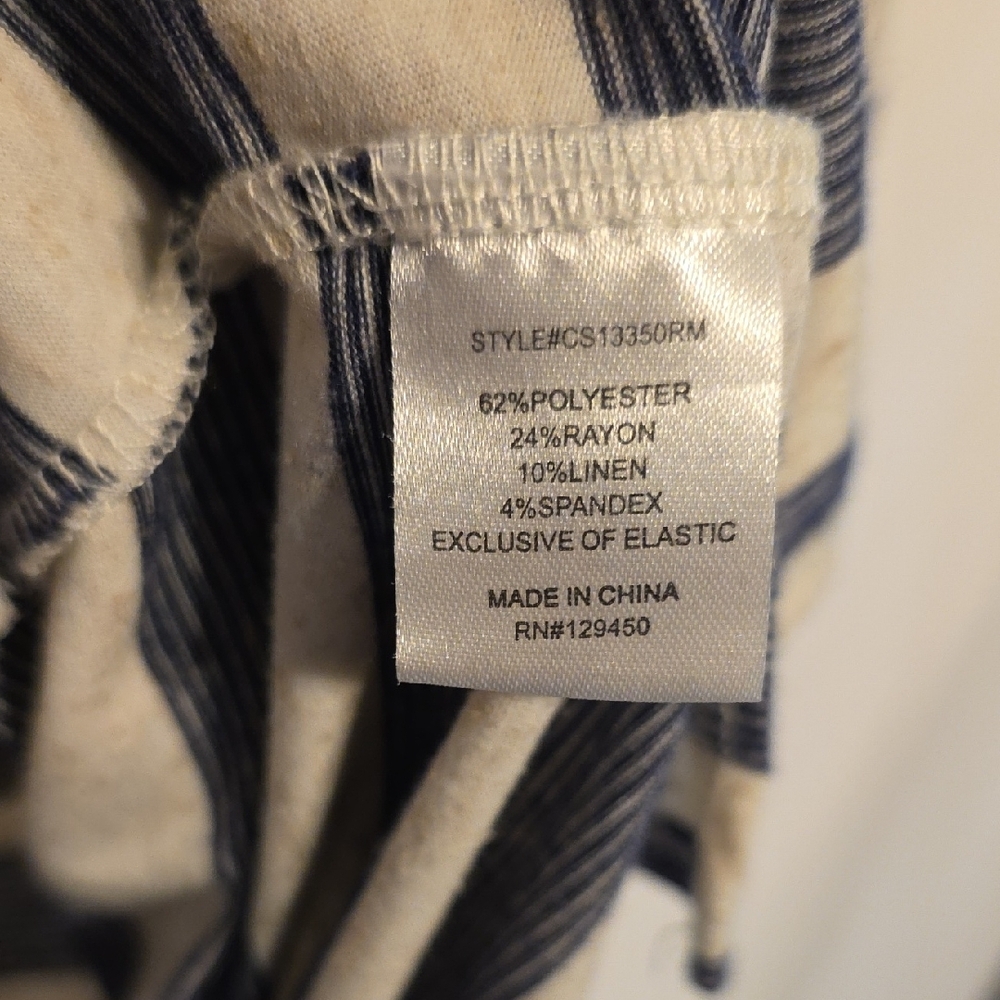 Fred David Navy and White Striped Short Sleeve Top - Picture 3 of 4